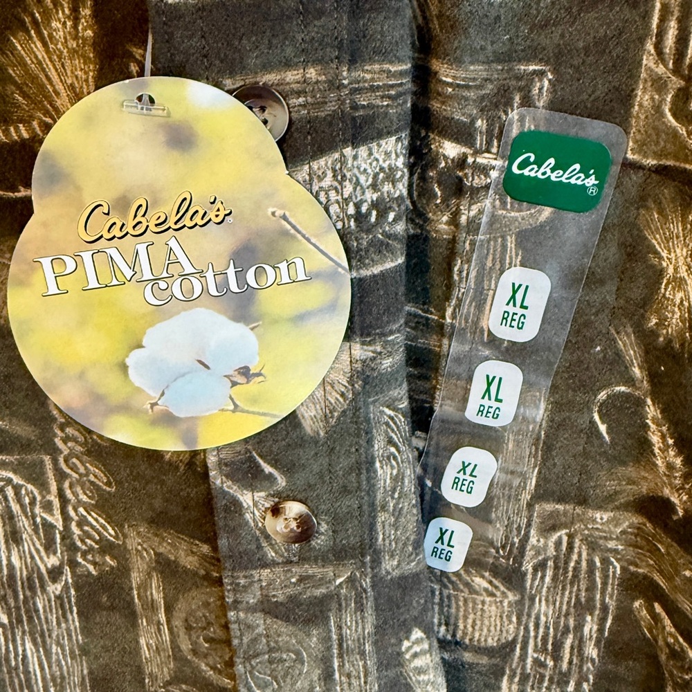 Cabelas Pima Cotton Deerskin Soft Chamois Fishing Shirt Mens XL Olive Green NWT - Picture 5 of 7